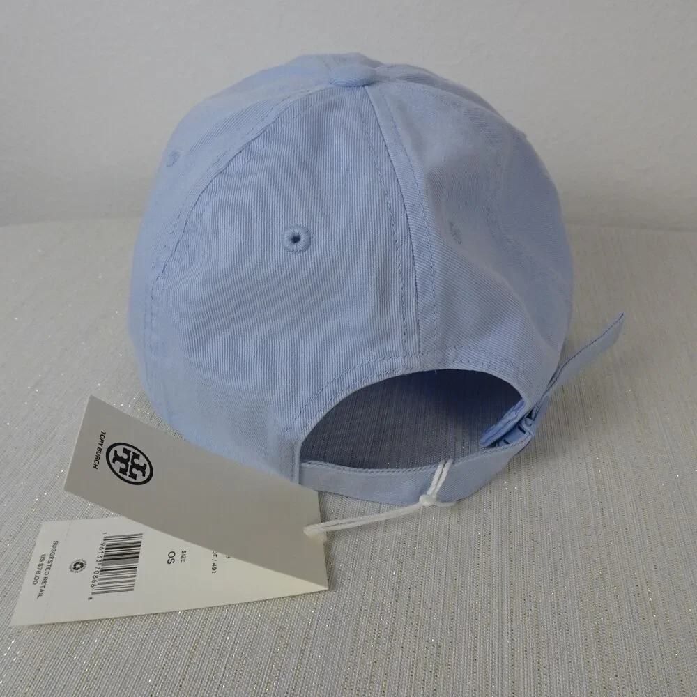 TORY BURCH Logo Baseball Cap Hat Blue Ice Floe Adjustable Cotton NWT $78 - Picture 6 of 13
